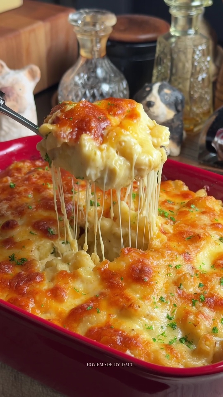 Macaroni au gratin au bacon