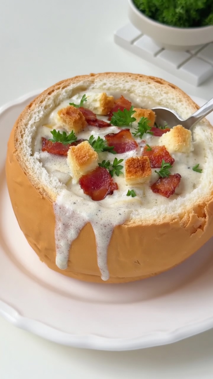 Chowder de Palourdes à la Truffe Noire dans un Pain au Levain