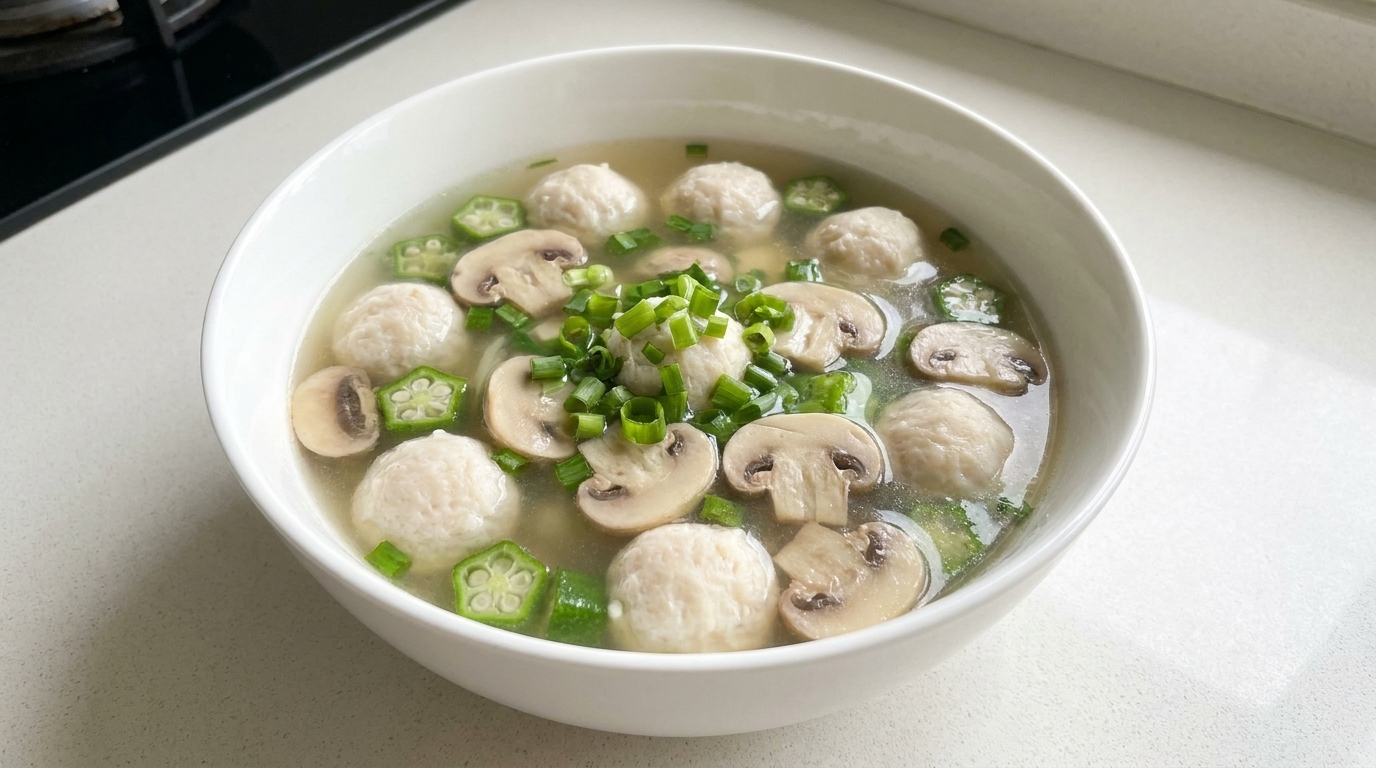 Soupe d'automne aux champignons et boulettes
