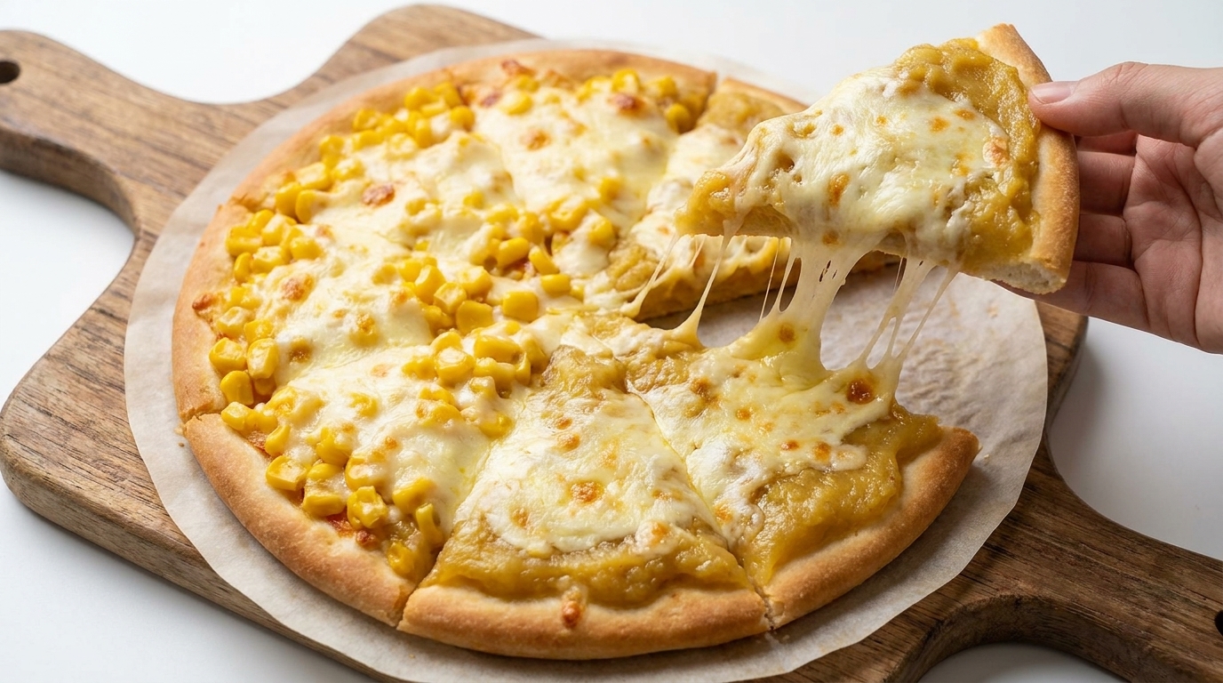Pizza Moitié-Moitié à la Friteuse sans Huile : Durian Crémeux et Maïs Doux