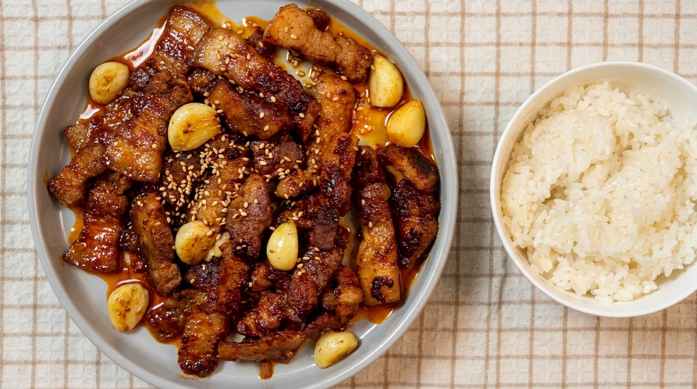 Sauté de Poitrine de Porc Épicé au Gochujang