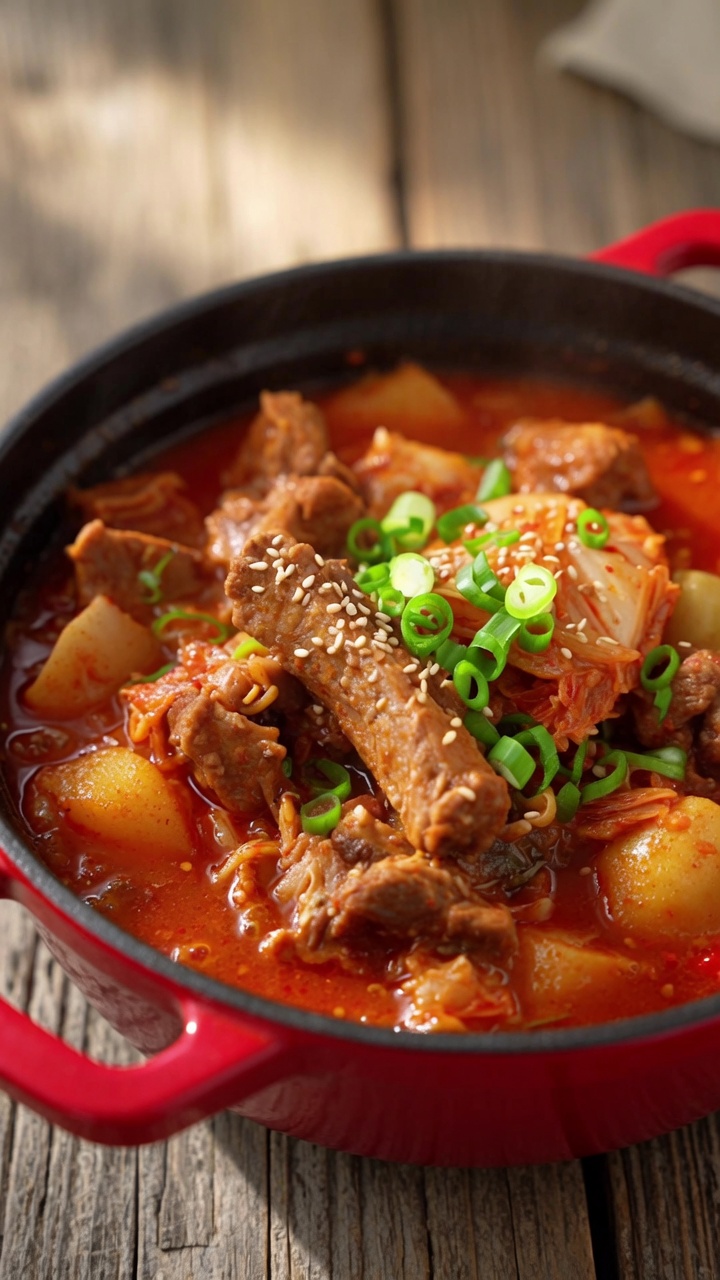 Ragoût épicé de travers de porc au kimchi