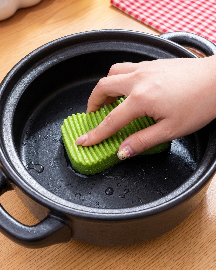 Eau de riz versée dans le pot avant de couvrir.