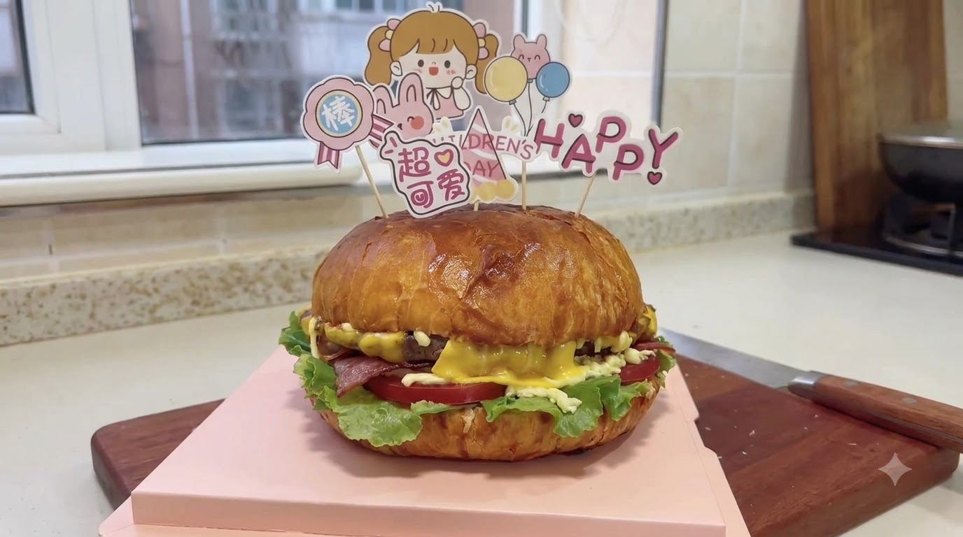 Burger Américain Géant d'Anniversaire (20 cm)