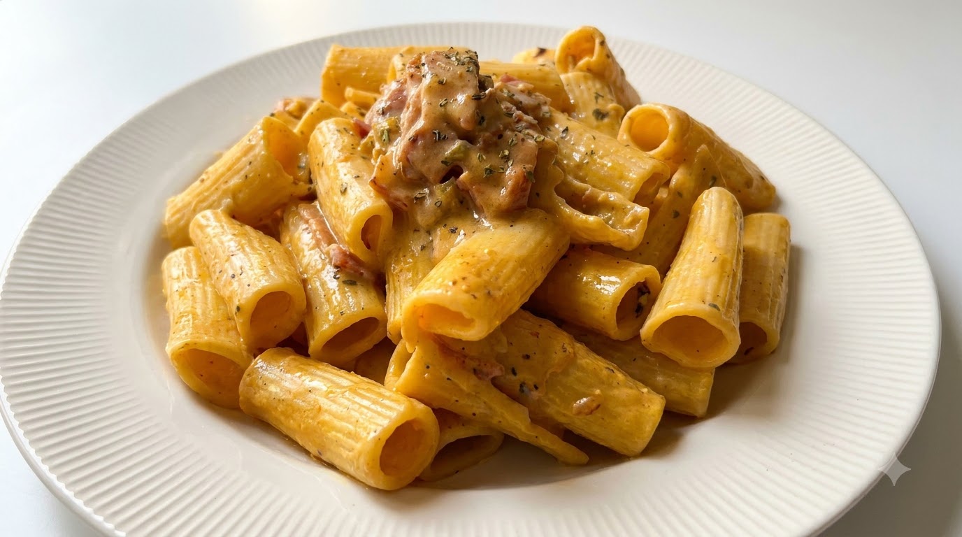 Rigatoni Carbonara Crémeux aux Jaunes d'Œufs Salés