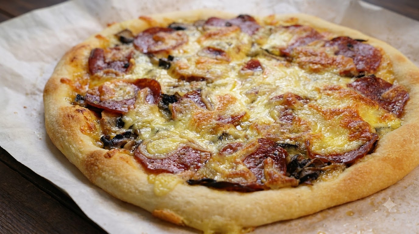 Pizza à la Saucaisse Italienne et aux Champignons