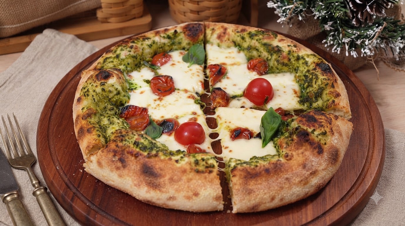Pizza Maison au Pesto et Tomates Rôties