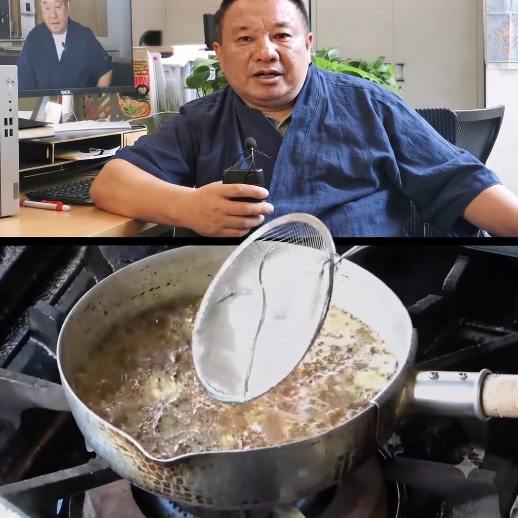 Fines tranches dail en train de frire dans un mélange dhuile bouillante à lintérieur dune casserole en métal.