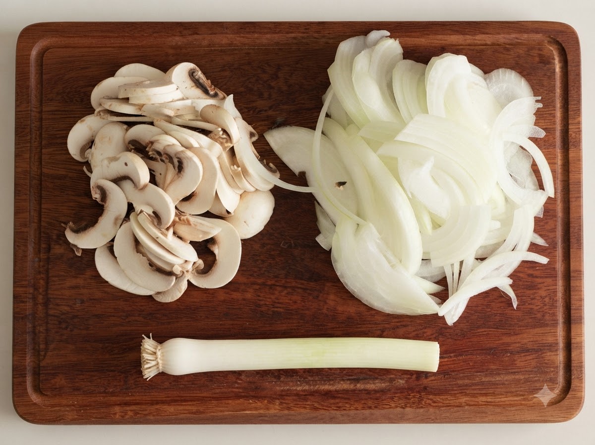 Des tranches de bœuf surgelées plongées dans une casserole deau bouillante avec de la sauce dassaisonnement.