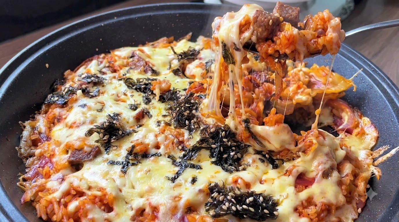 Riz au Four Coréen au Bœuf et au Fromage