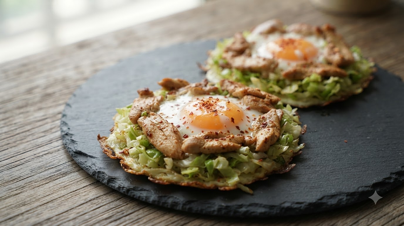 Sandwich Frittata Low-Carb au Chou et Poitrine de Poulet