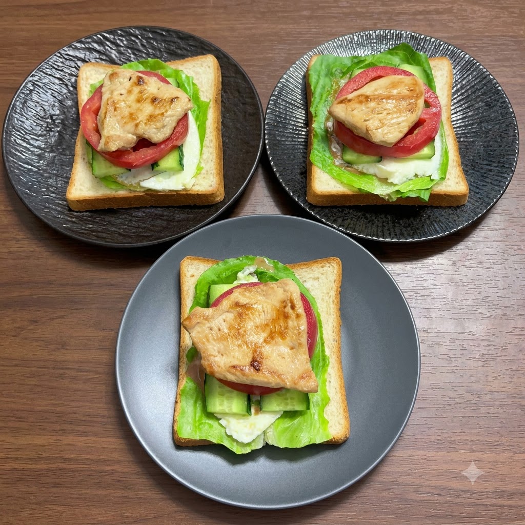 Morceaux de blanc de poulet poêlés placés au sommet des couches de tomates.
