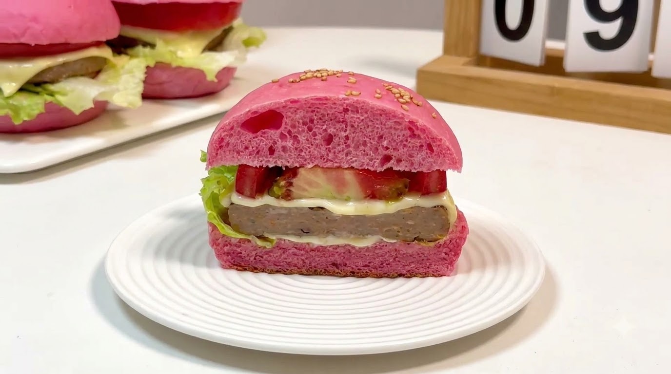 Burger Rose Fait Maison au Bœuf