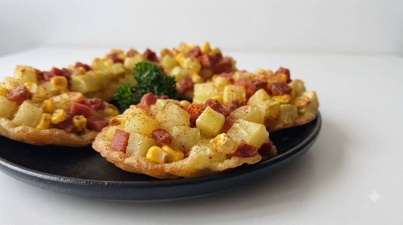 Galettes Croustillantes de Pommes de Terre au Maïs et Jambon