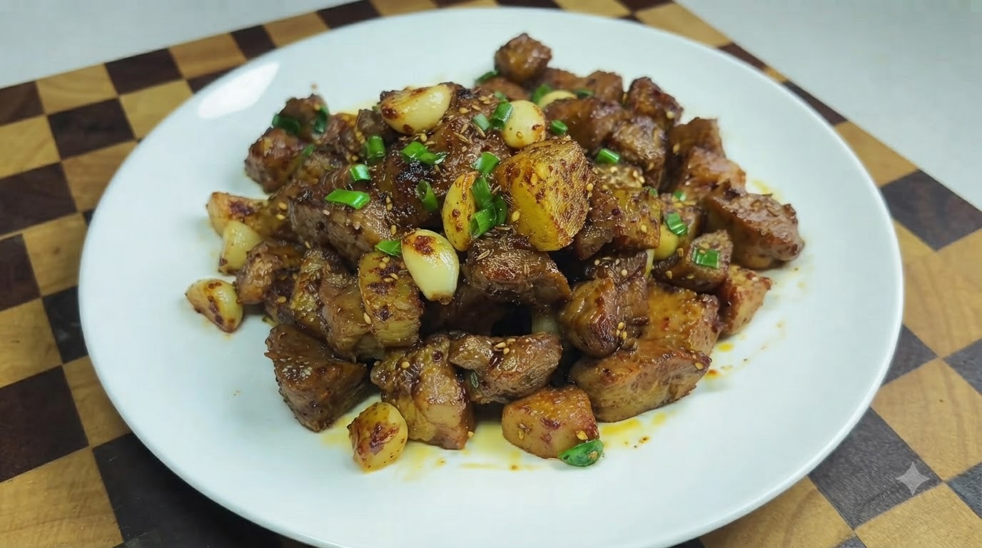Cubes de Porc et de Pommes de Terre au Cumin Façon Barbecue