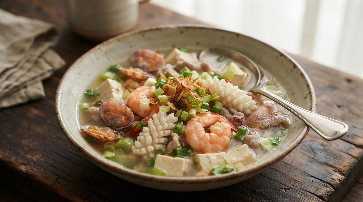 Soupe de Fruits de Mer Minnan et ses Raviolis Croustillants