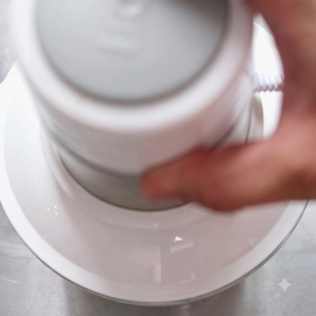Des morceaux de bœuf transformés en hachis fin à lintérieur dun robot culinaire blanc.