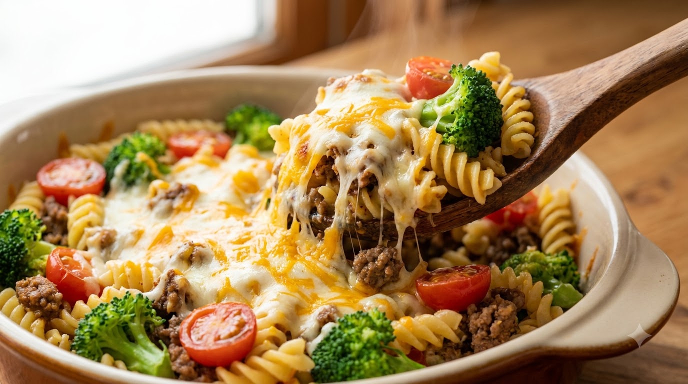 Fusilli Gratinés au Bœuf et Brocoli