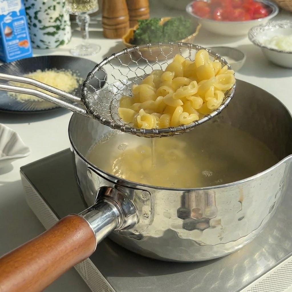 Morceaux de saumon saisis dans de lhuile chaude jusquà lobtention dune couleur dorée et retournés avec une pince.