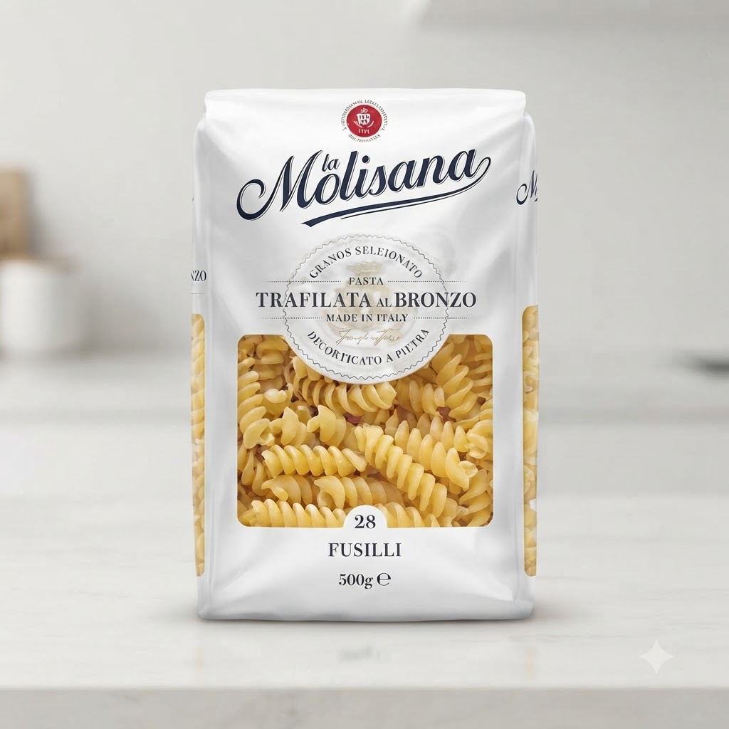 Des pâtes fusilli sèches en train de bouillir dans une casserole remplie deau chaude bouillante.
