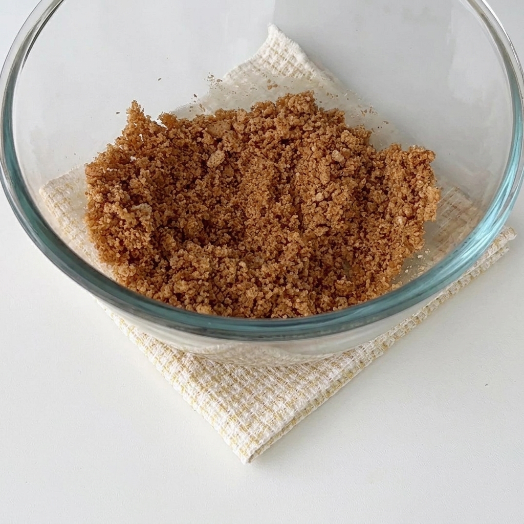 Base de biscuits pressée à plat à lintérieur dun moule à mousse.