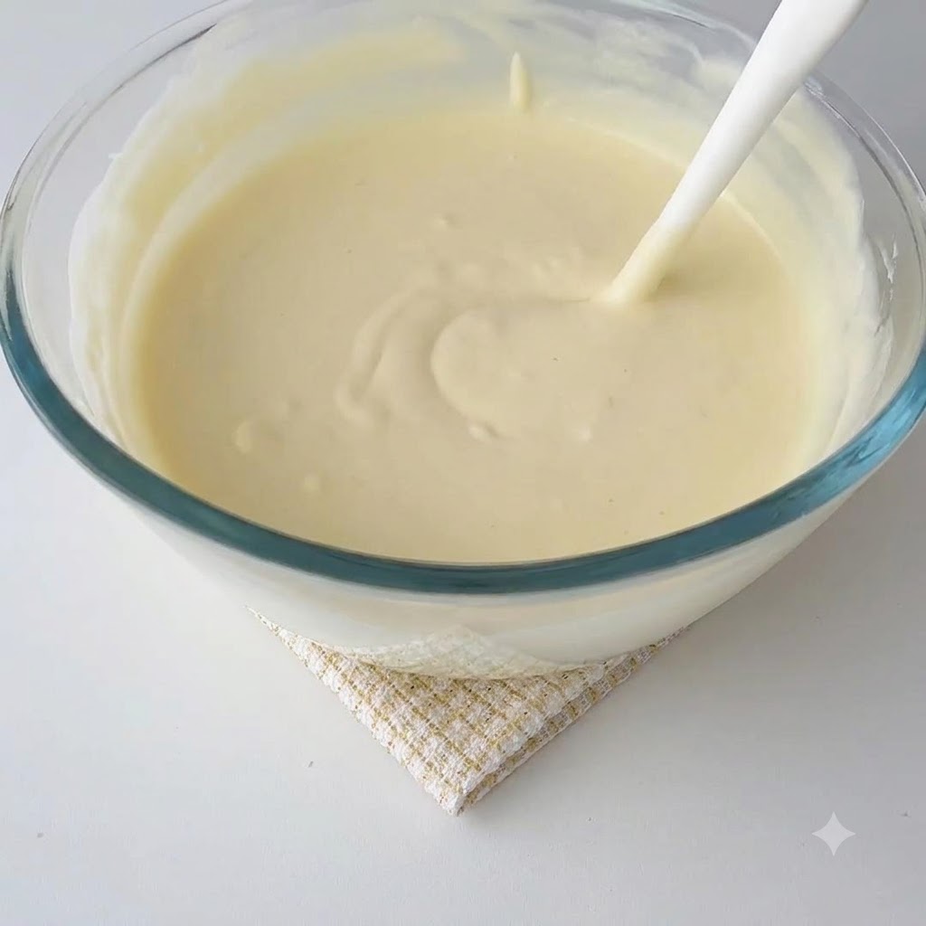 Crème légère incorporée dans la préparation au fromage.