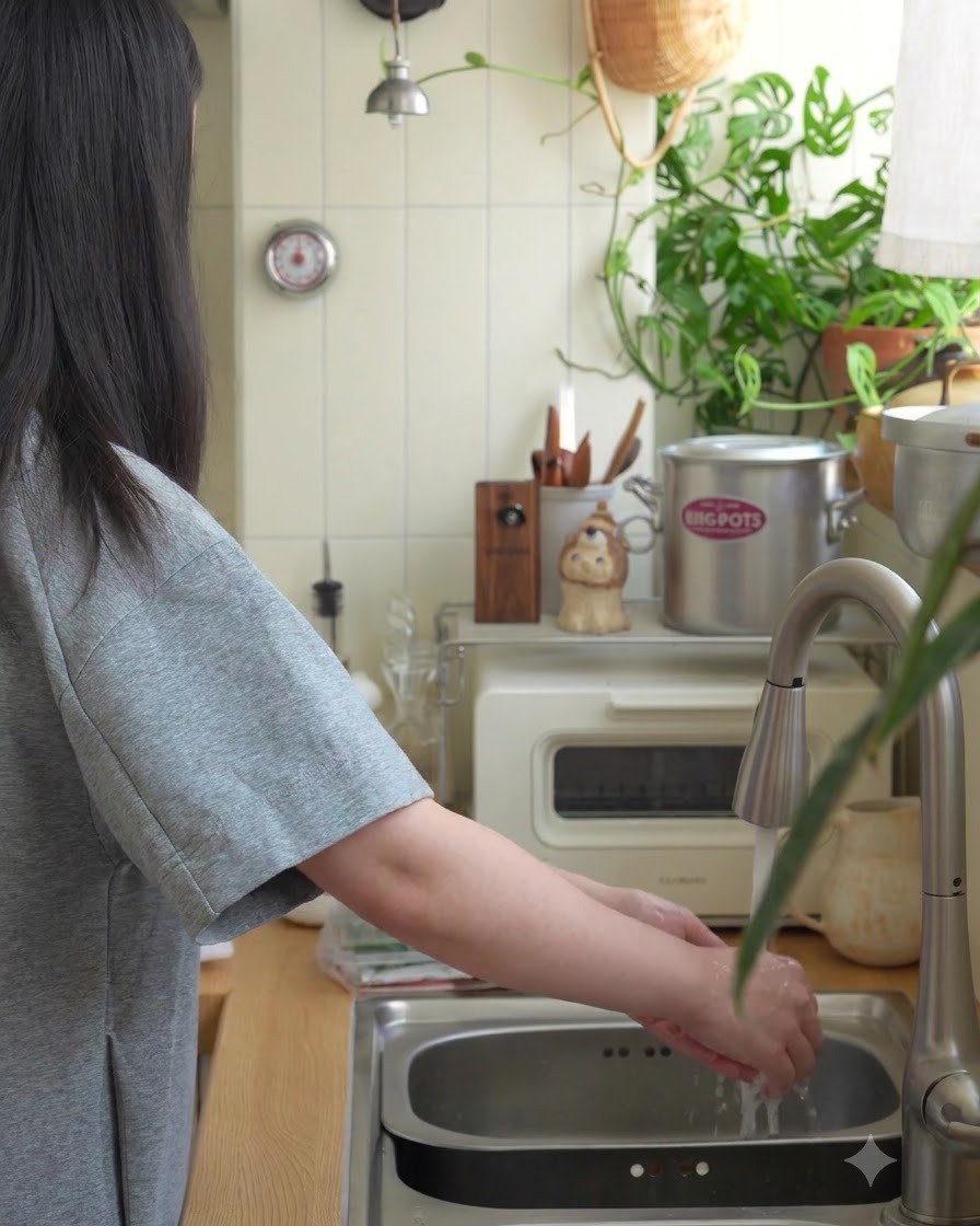 Des figues fraîches lavées sous leau claire du robinet de la cuisine.