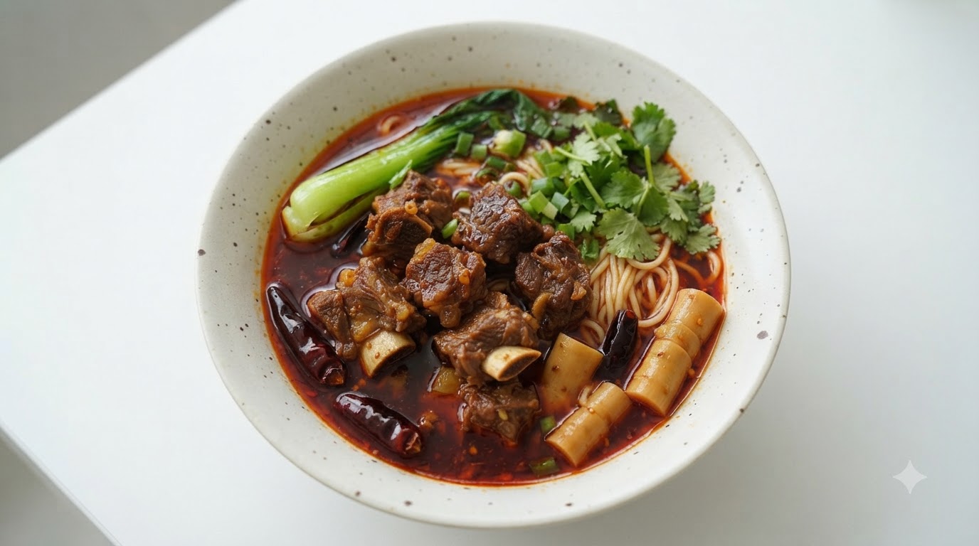 Soupe de nouilles au bœuf et aux pousses de bambou façon maison