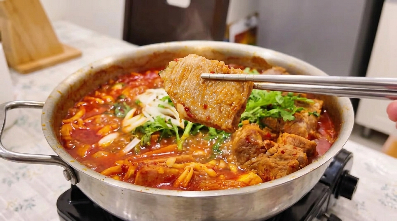 Fondue Coréenne Traditionnelle au Porc et Kimchi (Kimchi Jjigae)