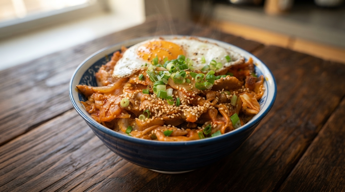 Bol de Riz au Porc et Kimchi Savoureux (Kimchi Dubap)