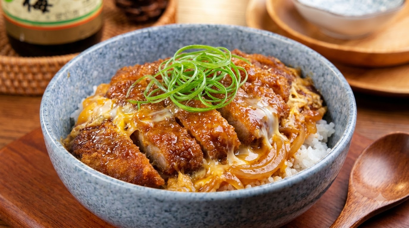 Katsudon classique (Bol de riz au filet de porc pané)