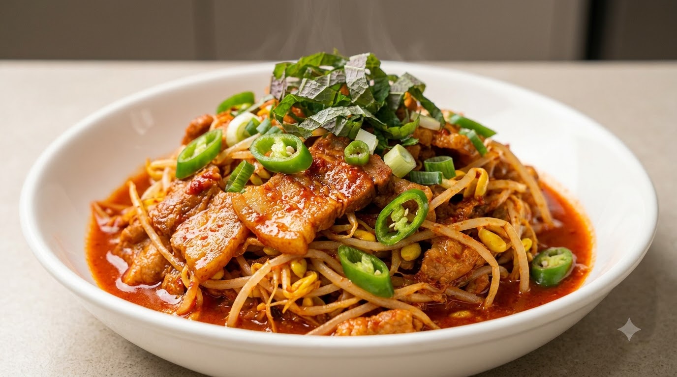 Porc et germes de soja sautés à la coréenne (Kongnamul Bulgogi)