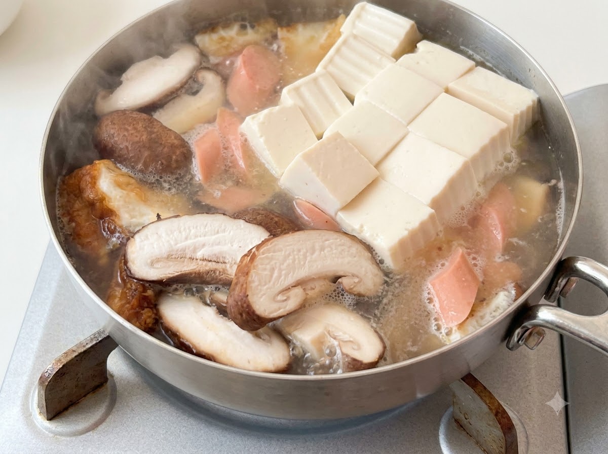 Une cuillère mesureuse ajoutant du sel dans la casserole de soupe bouillante.