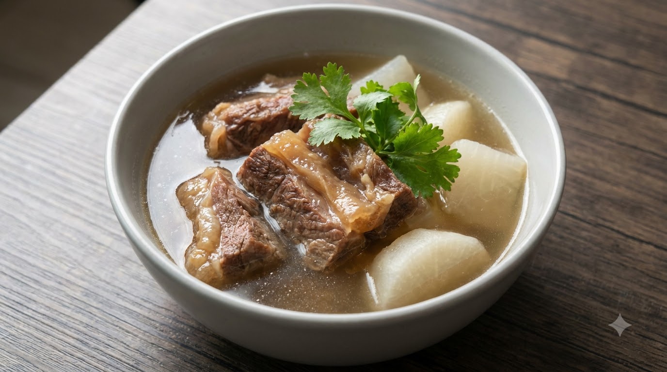 Soupe cantonaise claire de gîte de bœuf au radis
