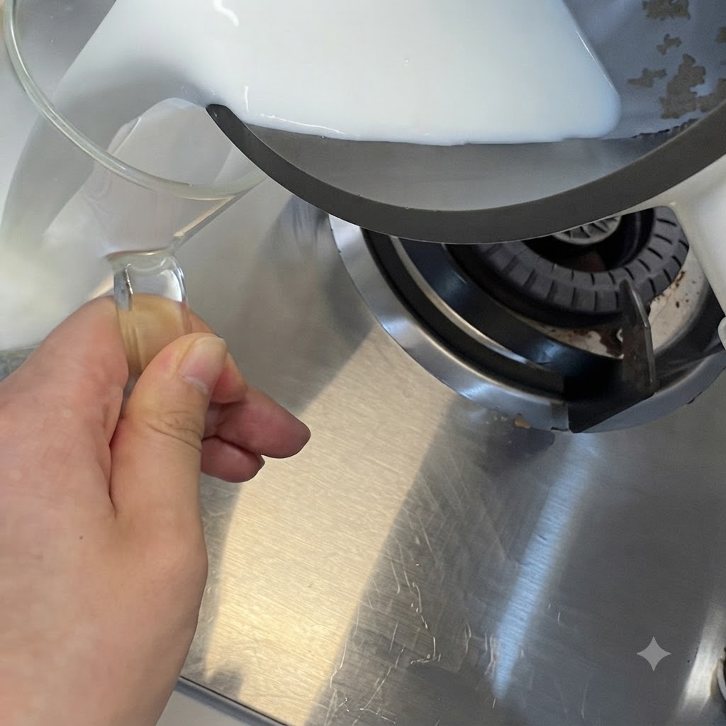 Le mélange dœufs et les ingrédients remués et cuits avec une spatule dans la poêle.