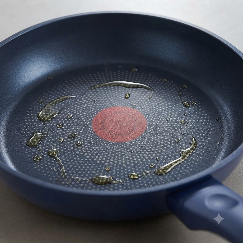 Des oignons finement émincés et de lail tranché cuisant dans une poêle bleue avec de lhuile à feu doux.