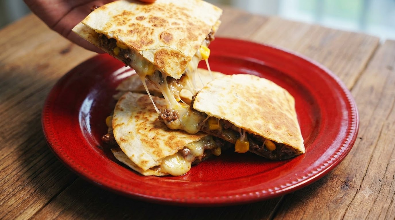 Quesadilla croustillante au bœuf et au fromage