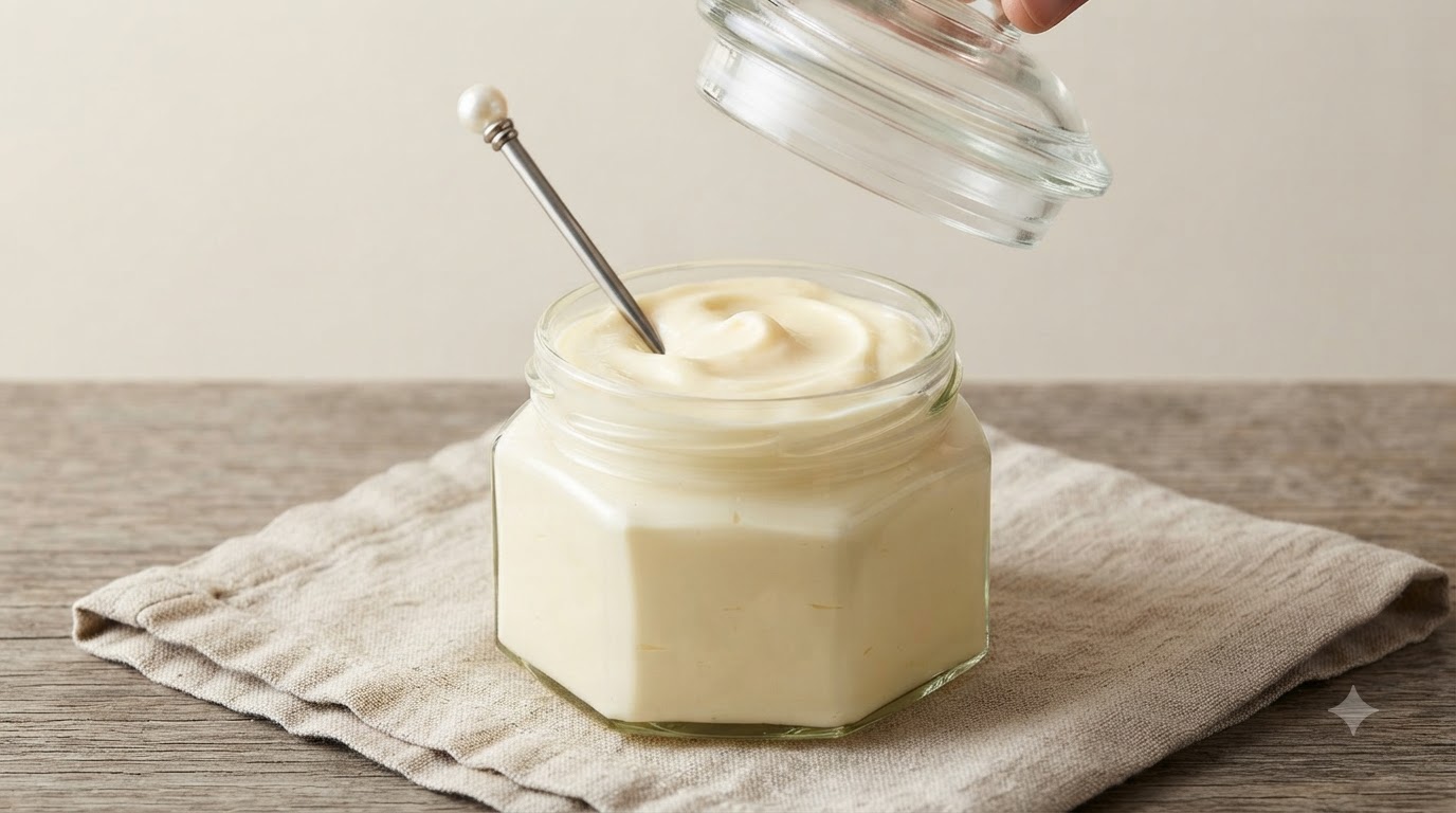 Un pot de fromage à la crème maison fraîchement fouetté, incroyablement onctueux et prêt pour vos bagels du matin.