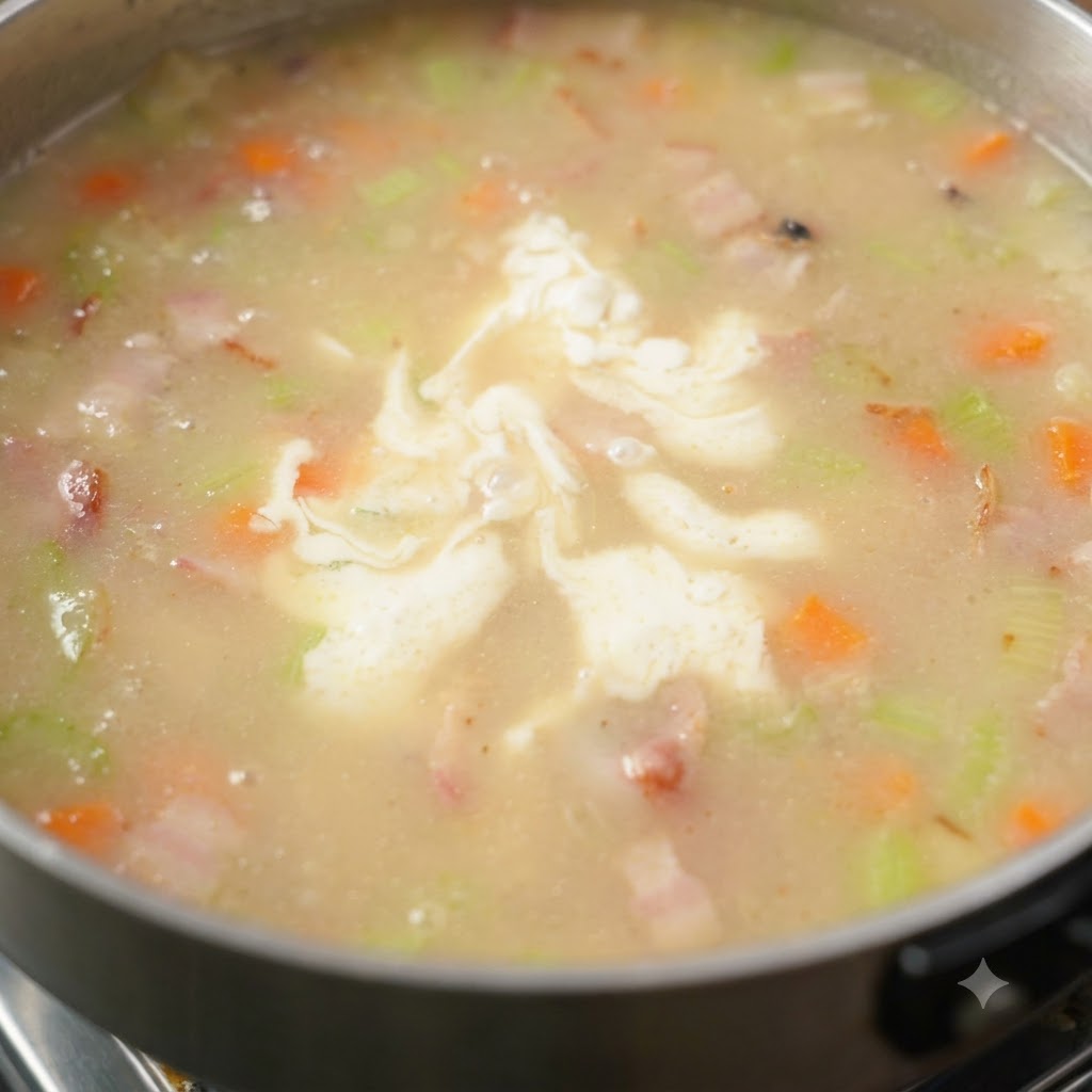 Du sel et du poivre fraîchement moulu assaisonnant la marmite de soupe frémissante.