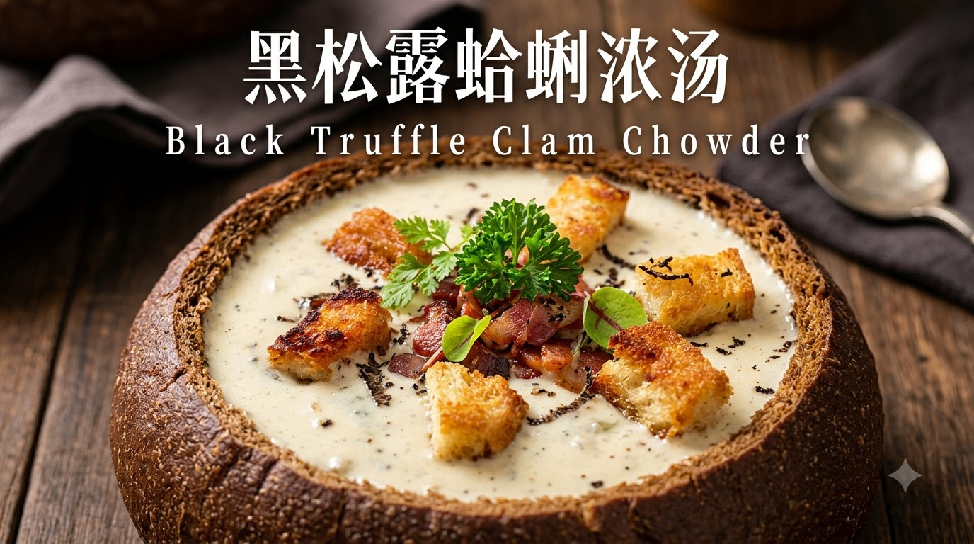 Clam Chowder à la Truffe Noire dans sa Boule de Pain
