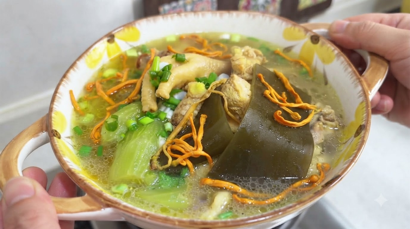 Soupe de Poulet à l'Ancienne aux Algues et Celtuce