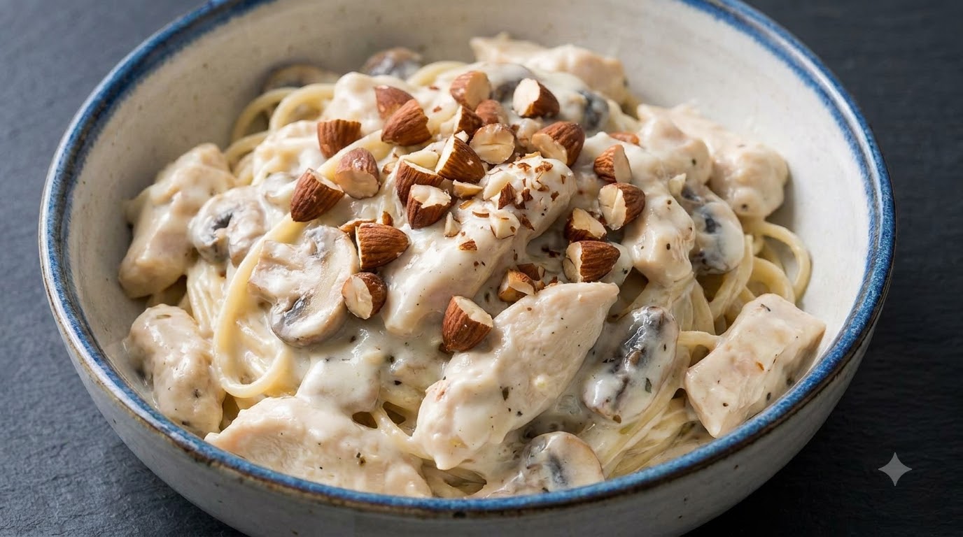 Pâtes Crémeuses au Poulet et aux Champignons
