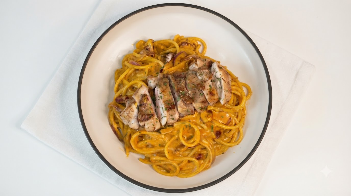 Pâtes Crémeuses et Épicées au Poulet Curry