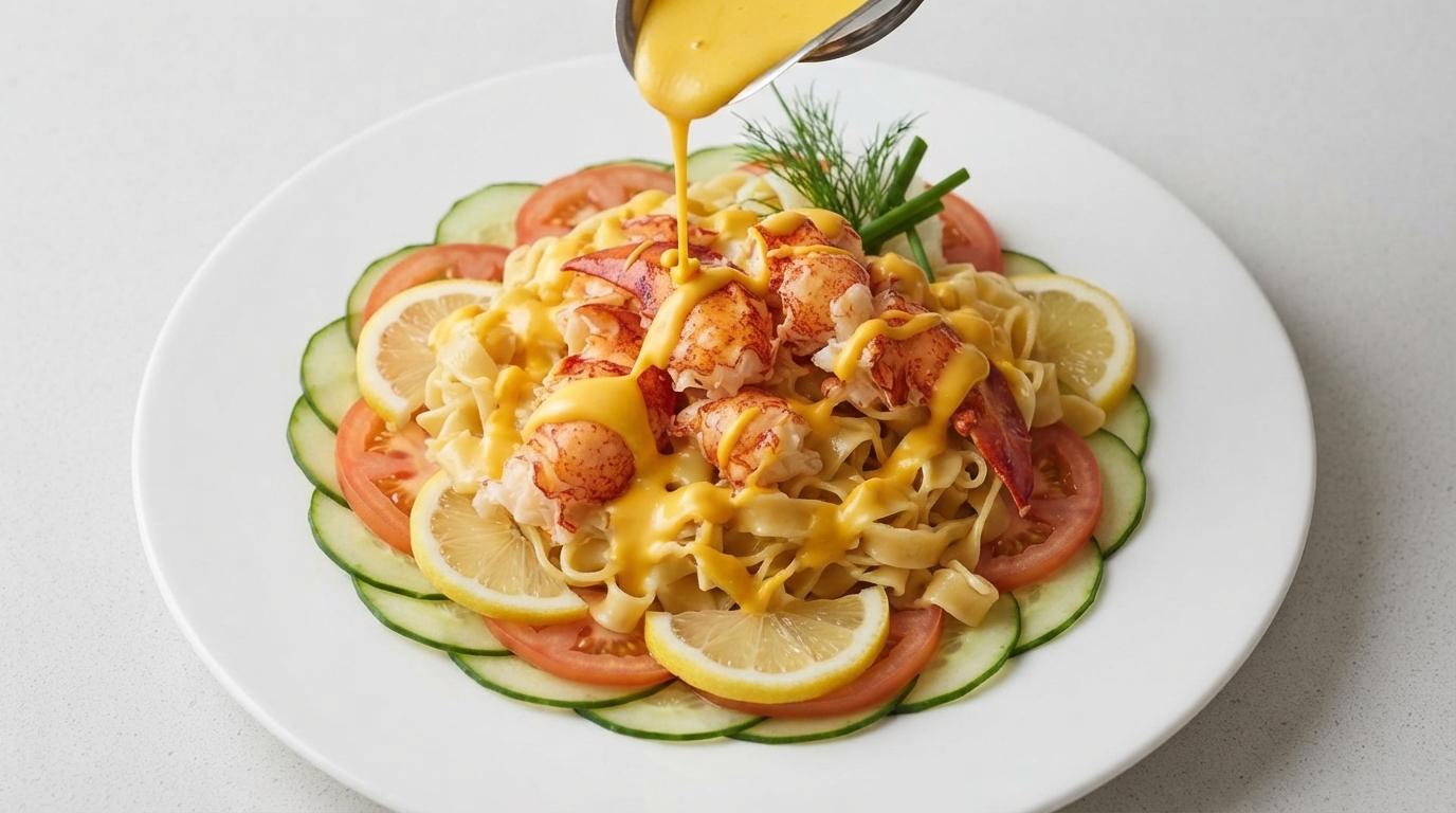 Pâtes au Homard Croustillant et Sauce Crémée au Fromage