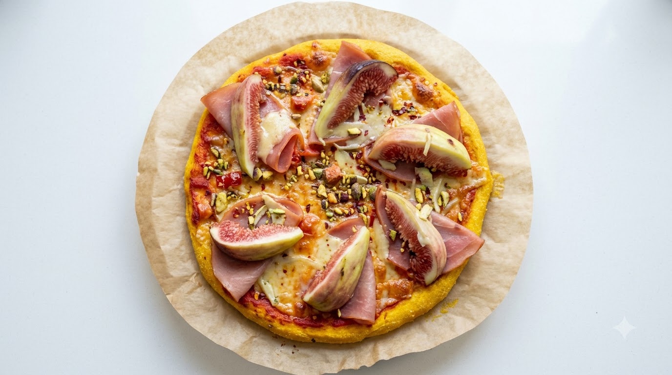 Pizza printanière aux figues et au jambon au micro-ondes