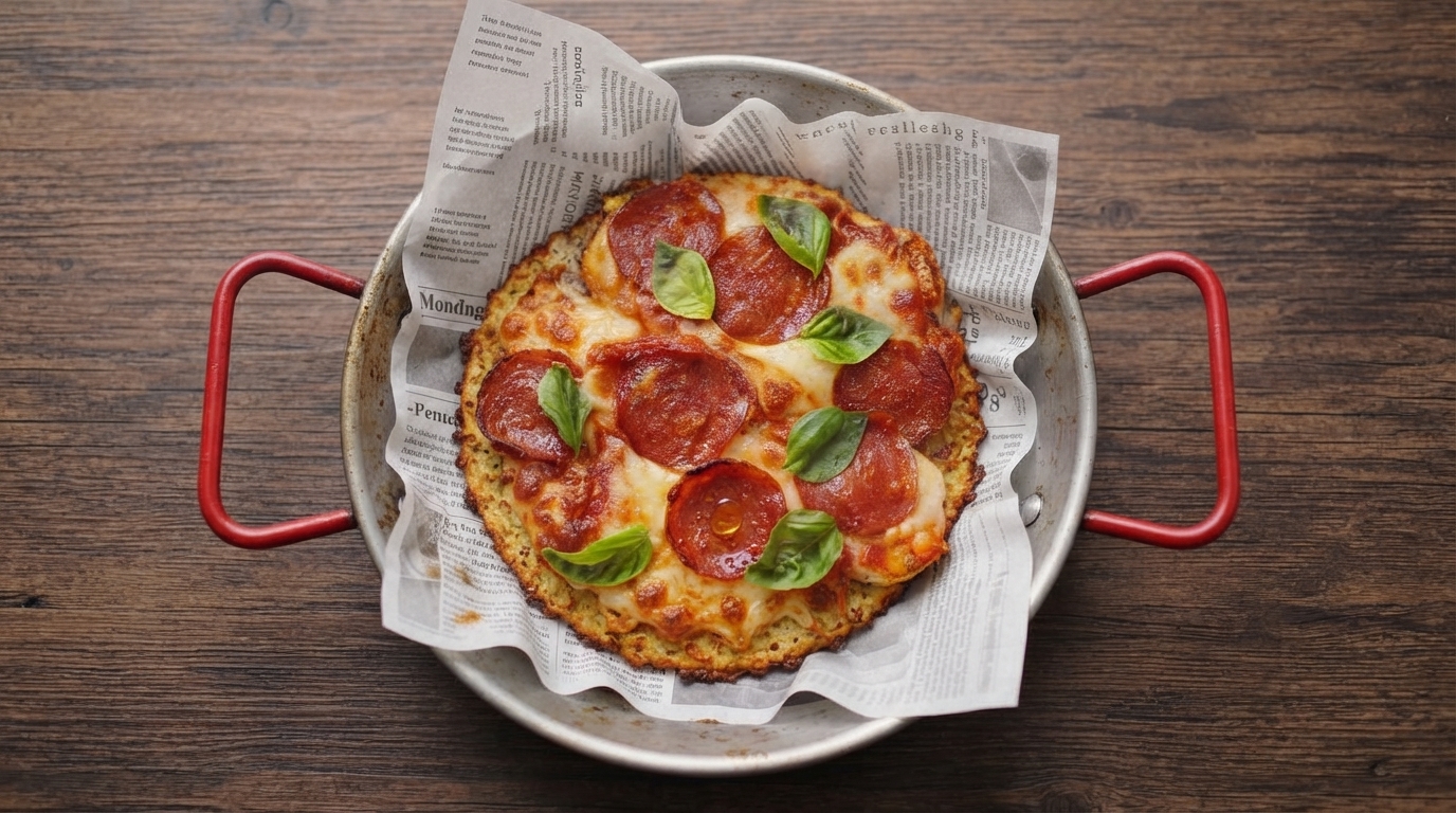 Pizza au Chou-Fleur et Pepperoni Riche en Protéines