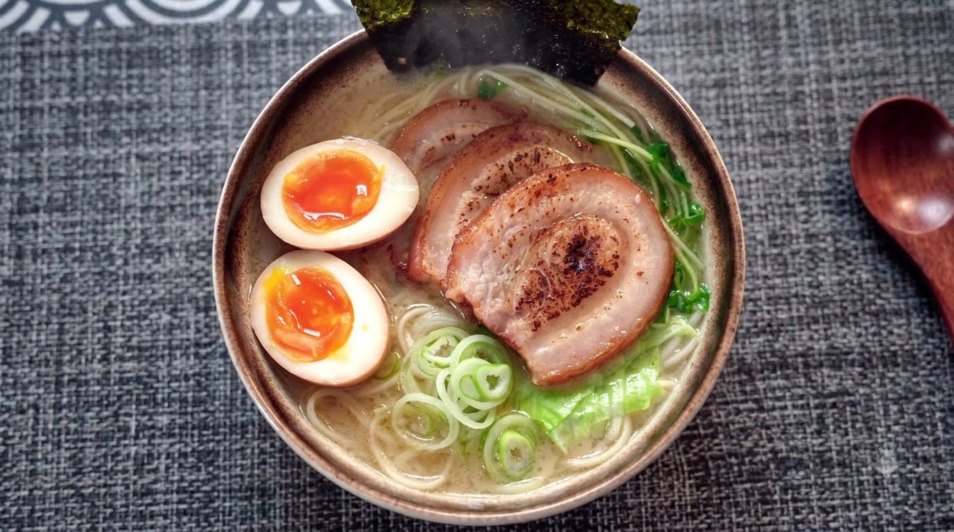 Ramen Tonkotsu Riche au Chashu et Œuf Mollet