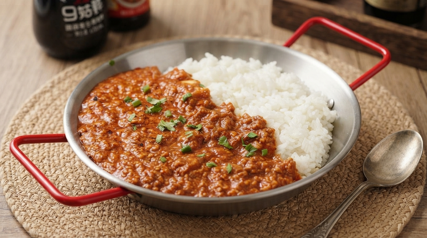 Riz au Porc Haché au Curry Crémeux