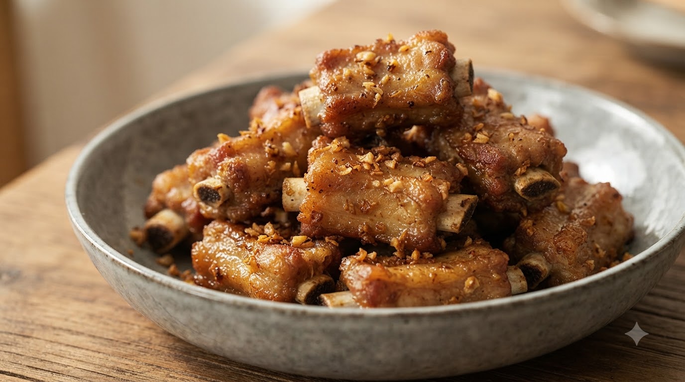 Travers de Porc Croustillants au Sel, au Poivre et à l'Ail
