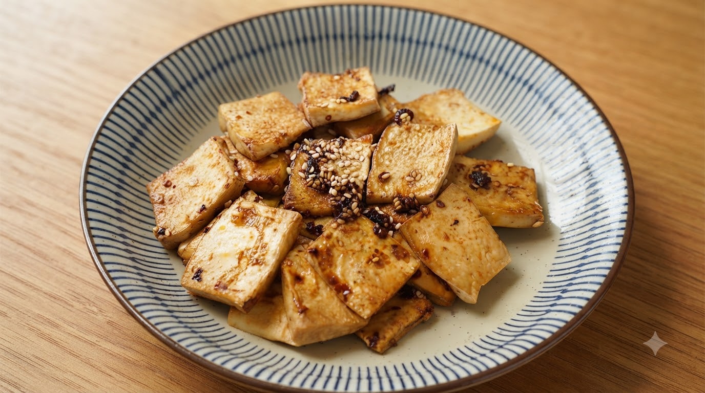 Tofu sur plaque en fer style marché de nuit à la friteuse sans huile